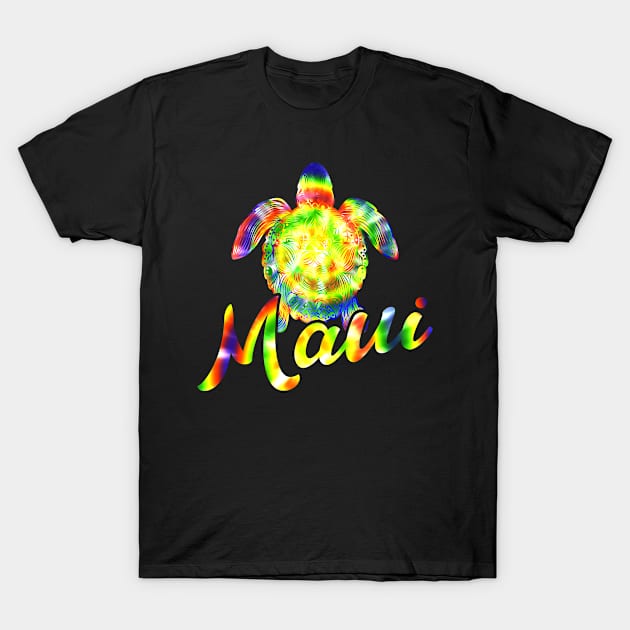 Aloha Maui Hawaiian Island Surfing Tropical Turtle Vacation T-Shirt by Jas-Kei Designs